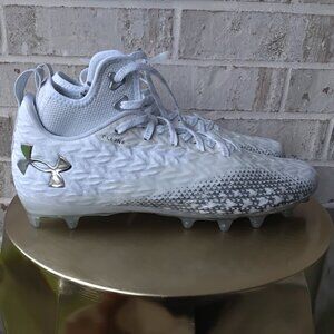 Under Armour Spotlight Clone 3.0 MC Men Size 10 White Silver Football Cleats NEW